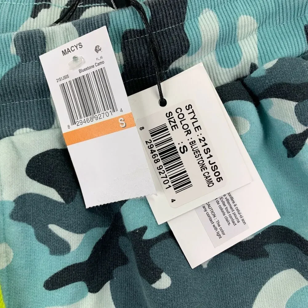 Eleven Paris Mens Camo Fleece Cargo Regular Fit Sweat Shorts Blue S